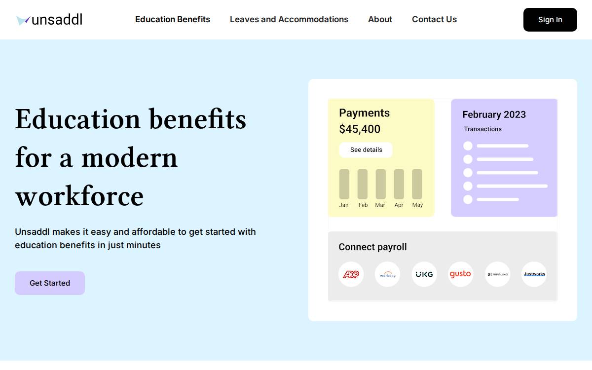 Unsaddl website preview