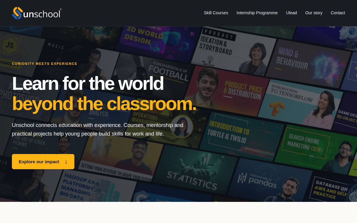 Unschool website preview
