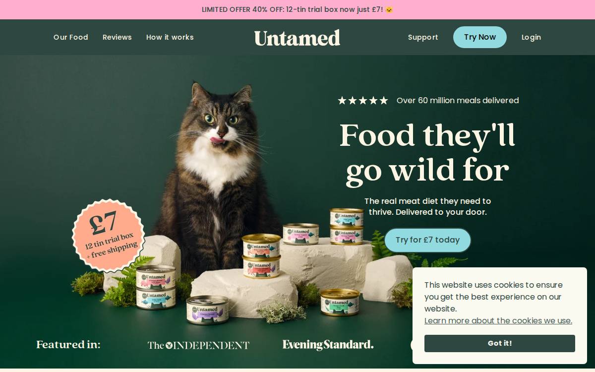 Untamed website preview