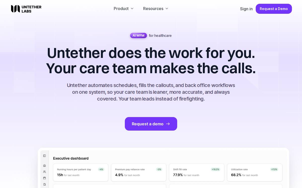 Untether Labs website preview