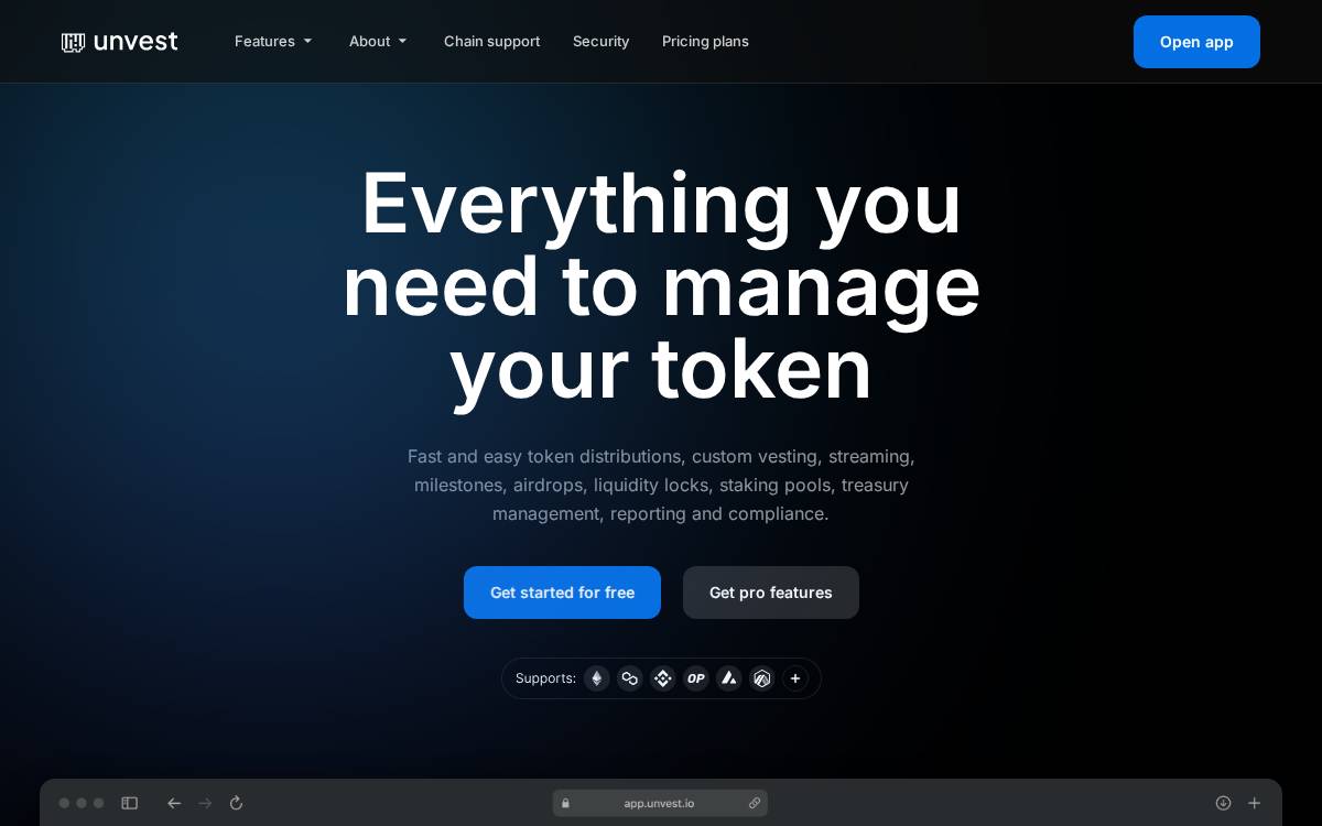 Unvest website preview