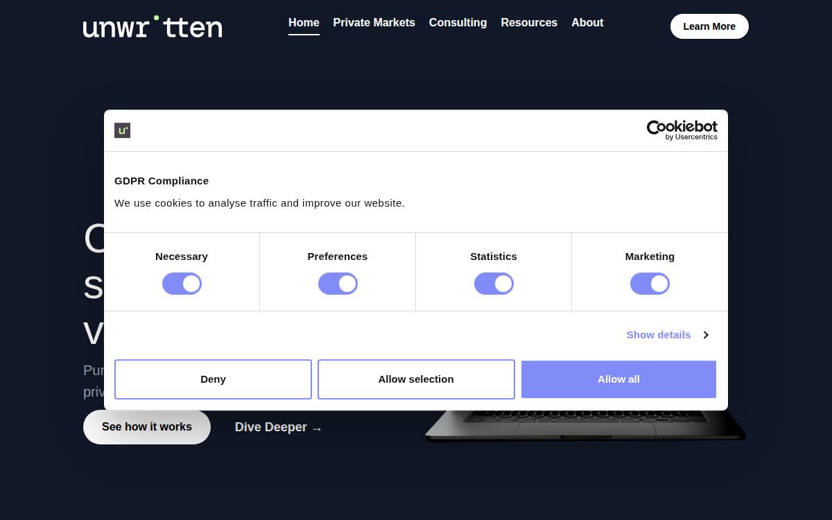 Unwritten website preview