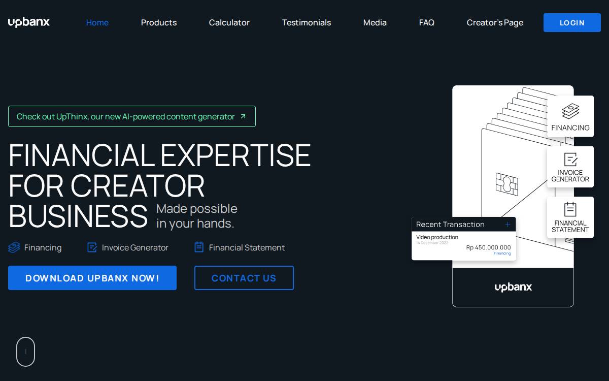 UpBanx website preview