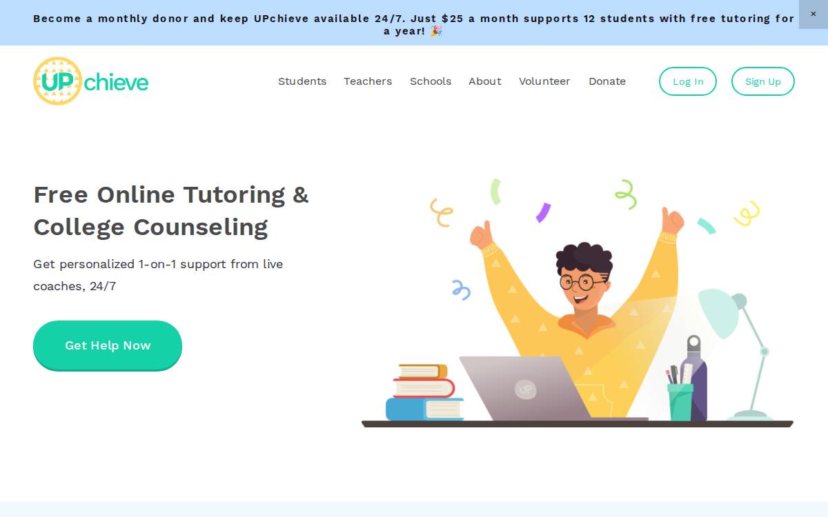 UPchieve website preview