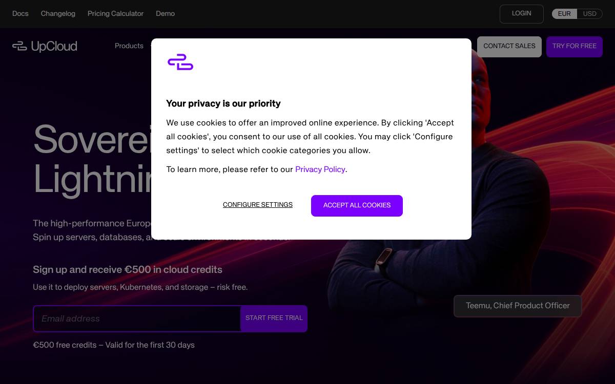UpCloud website preview