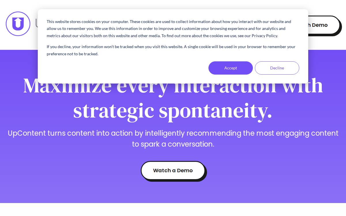Upcontent website preview