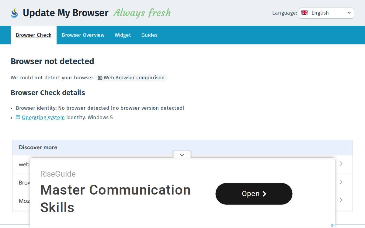 Update My Browser website preview