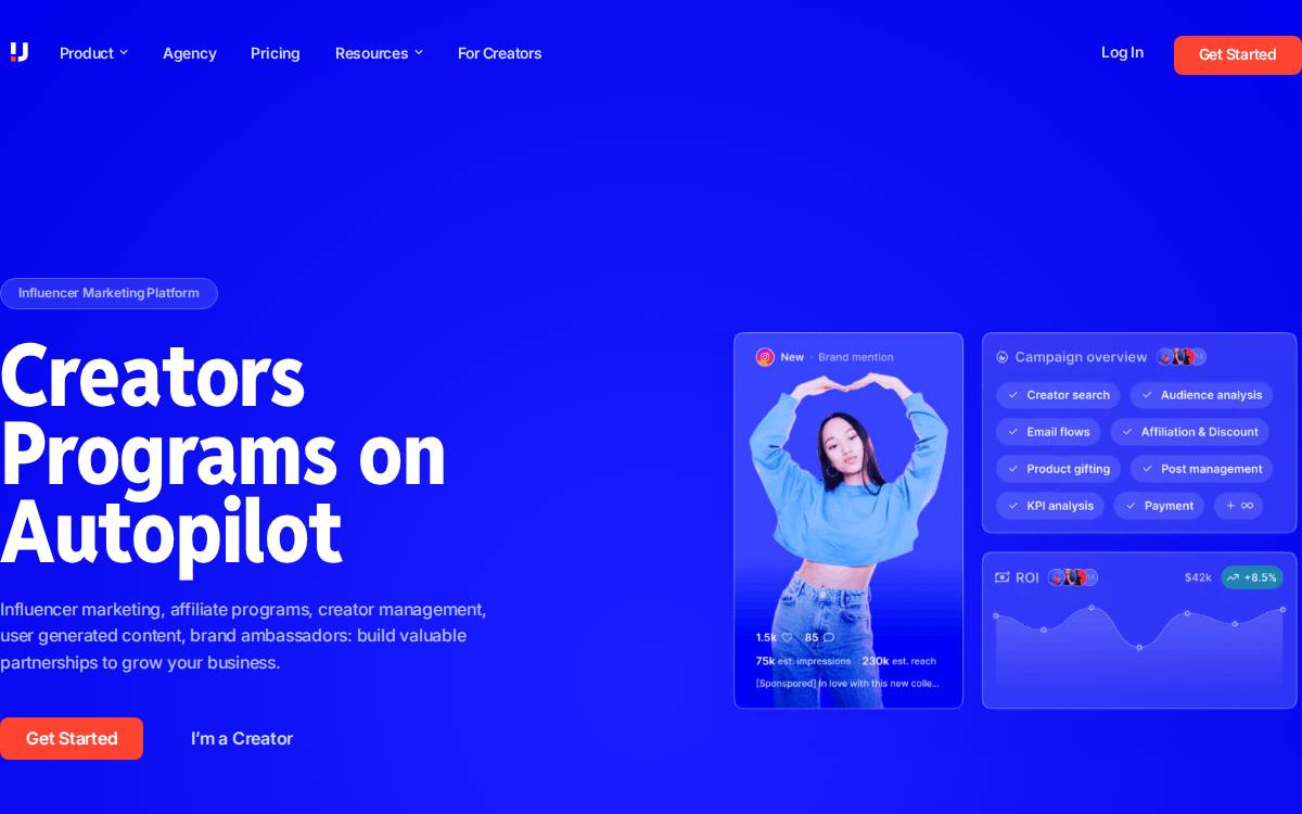 Upfluence website preview