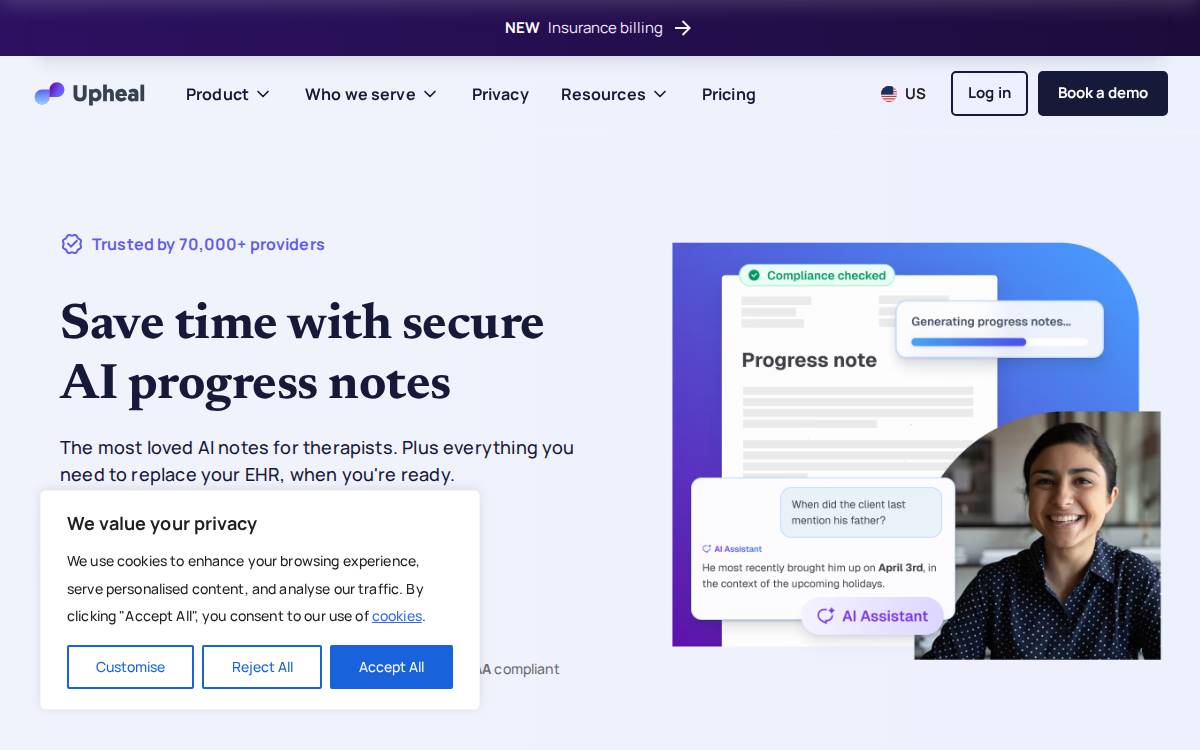 Upheal website preview