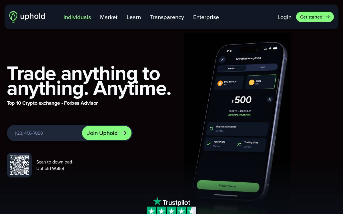 Uphold website preview