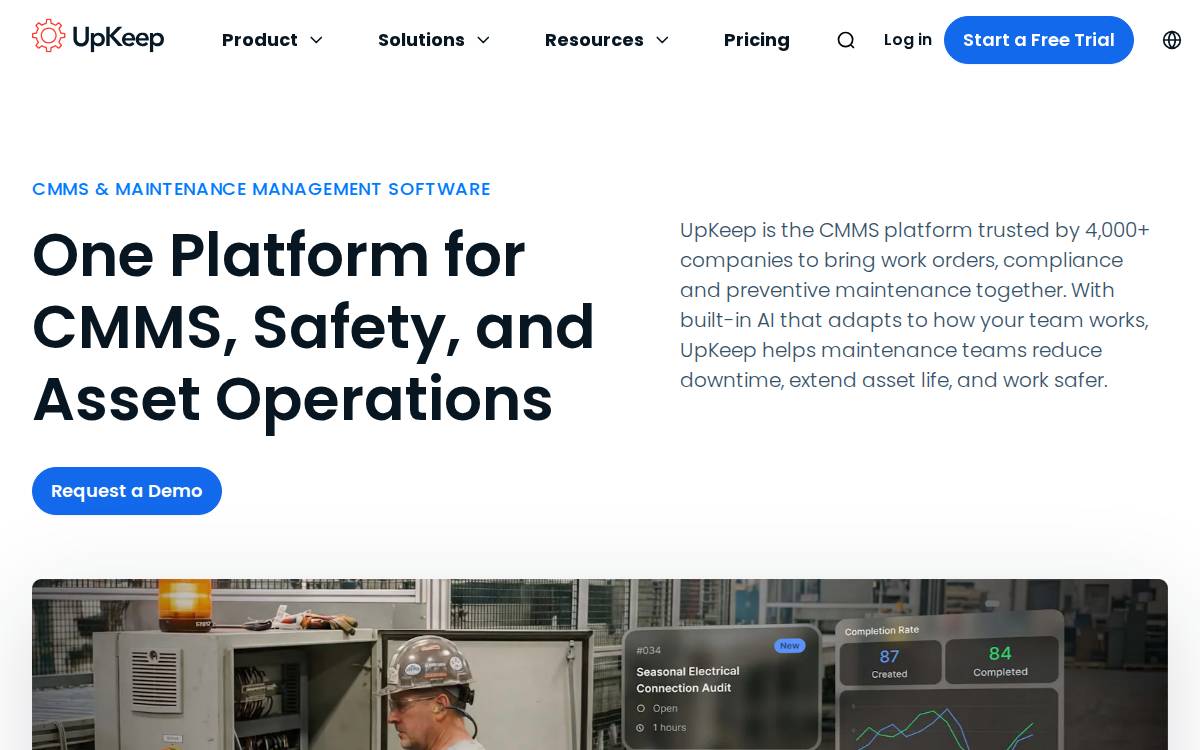 UpKeep website preview