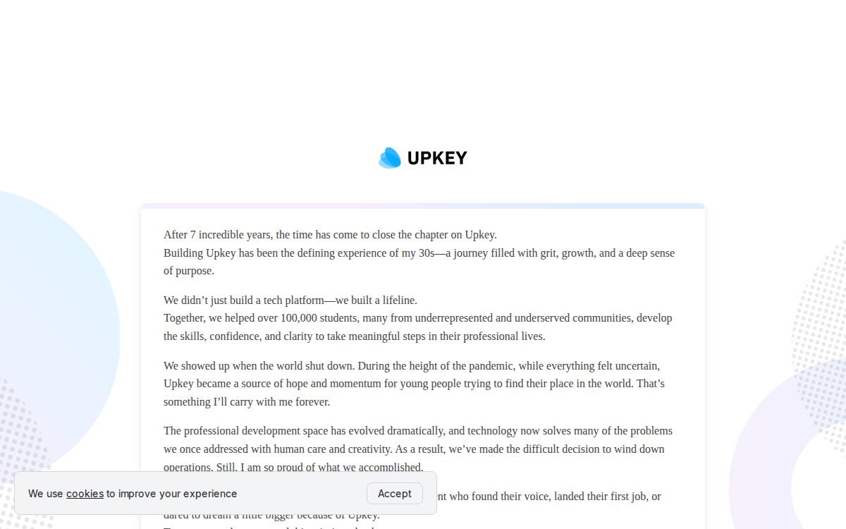Upkey website preview
