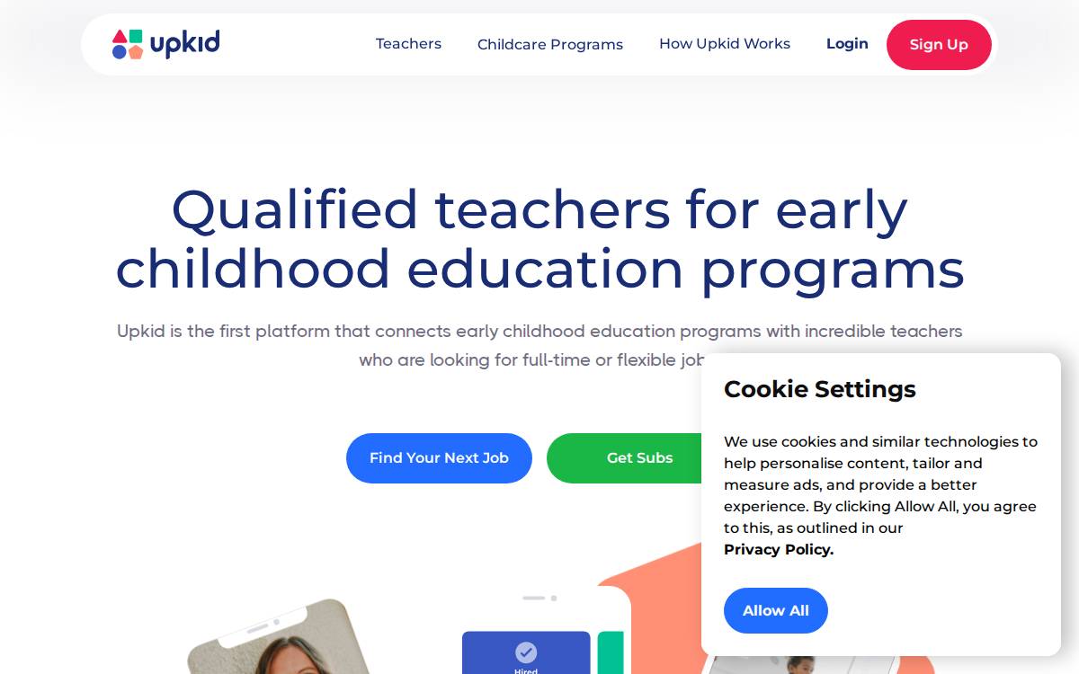 Upkid website preview