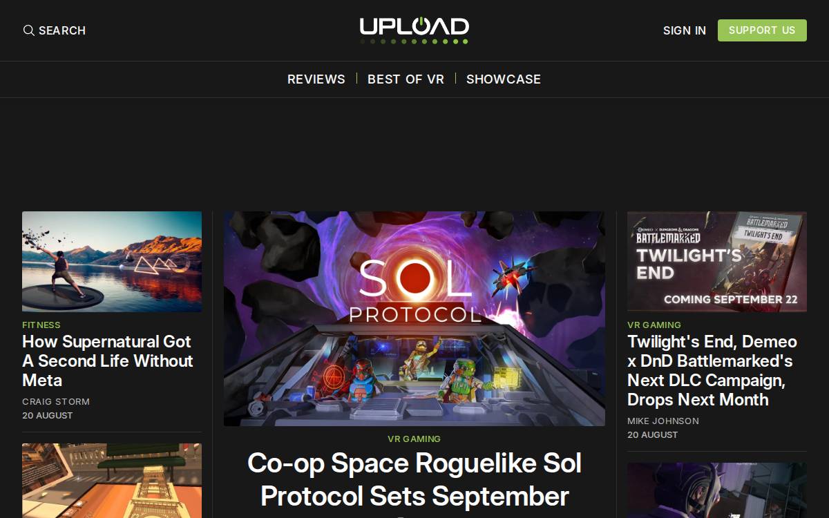 Upload VR website preview