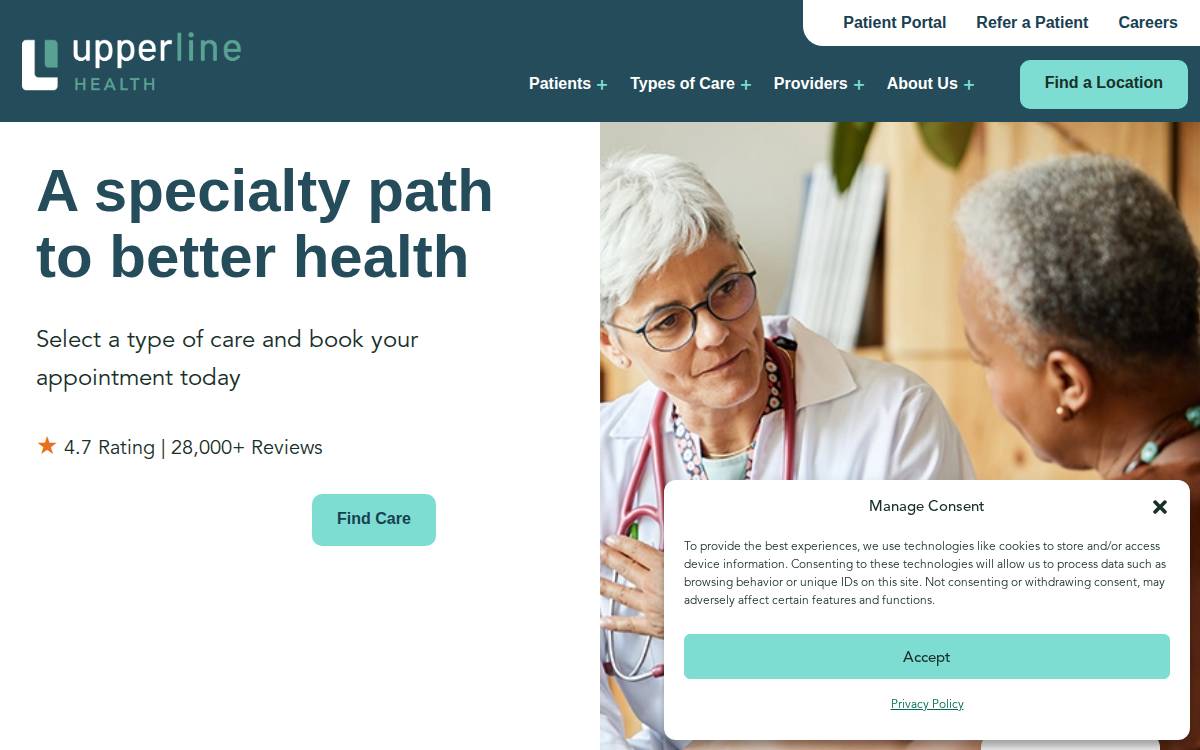 Upperline Health website preview