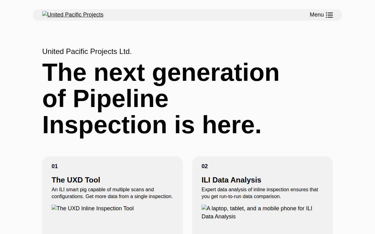 Upprojects website preview