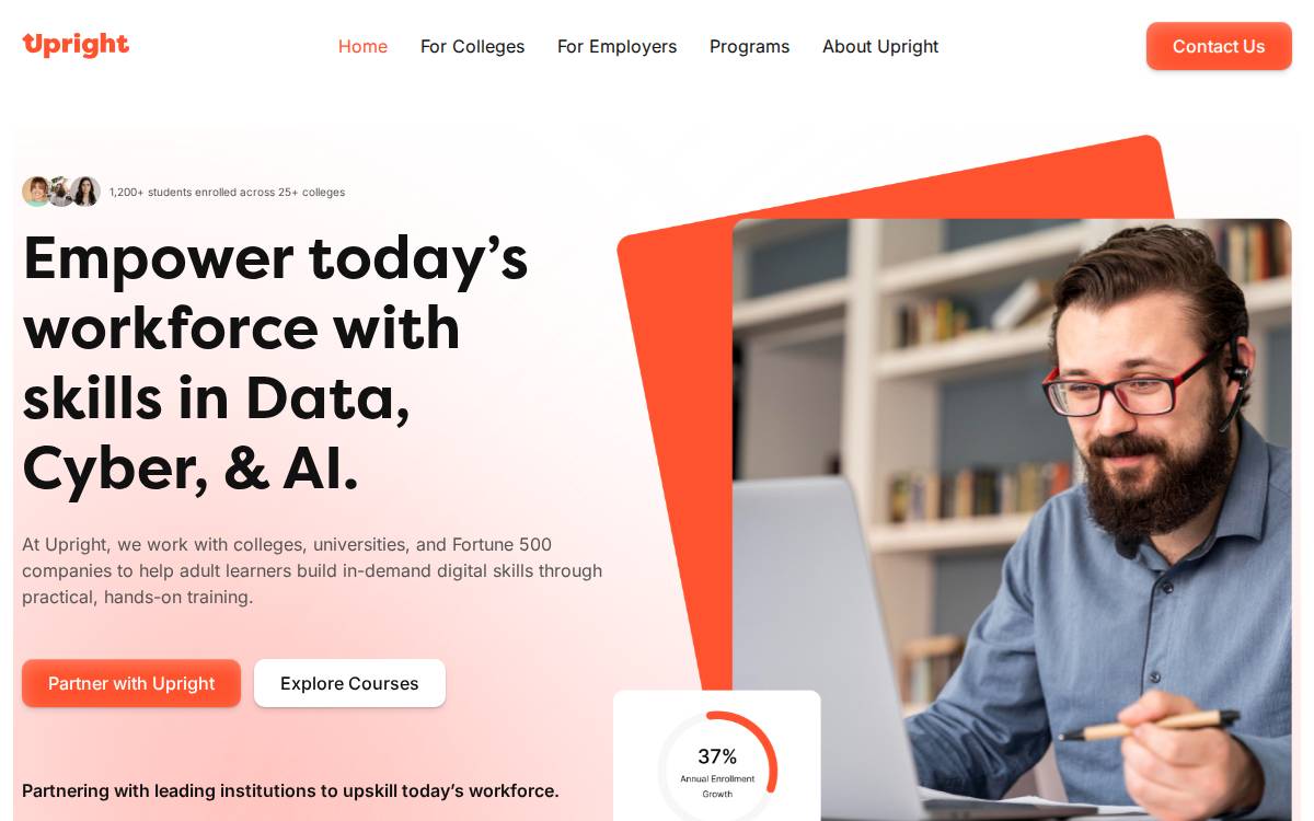 Upright Education website preview