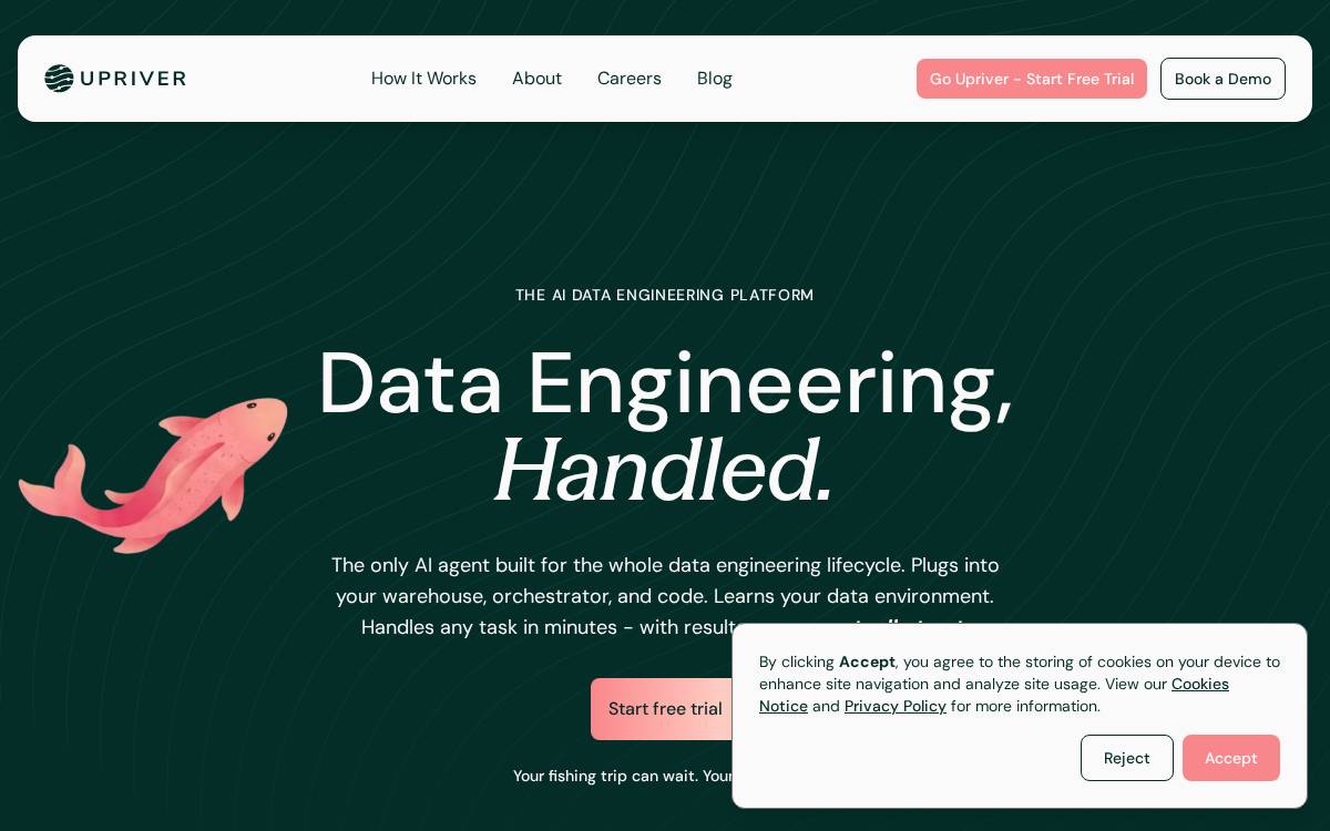 Upriverdata website preview