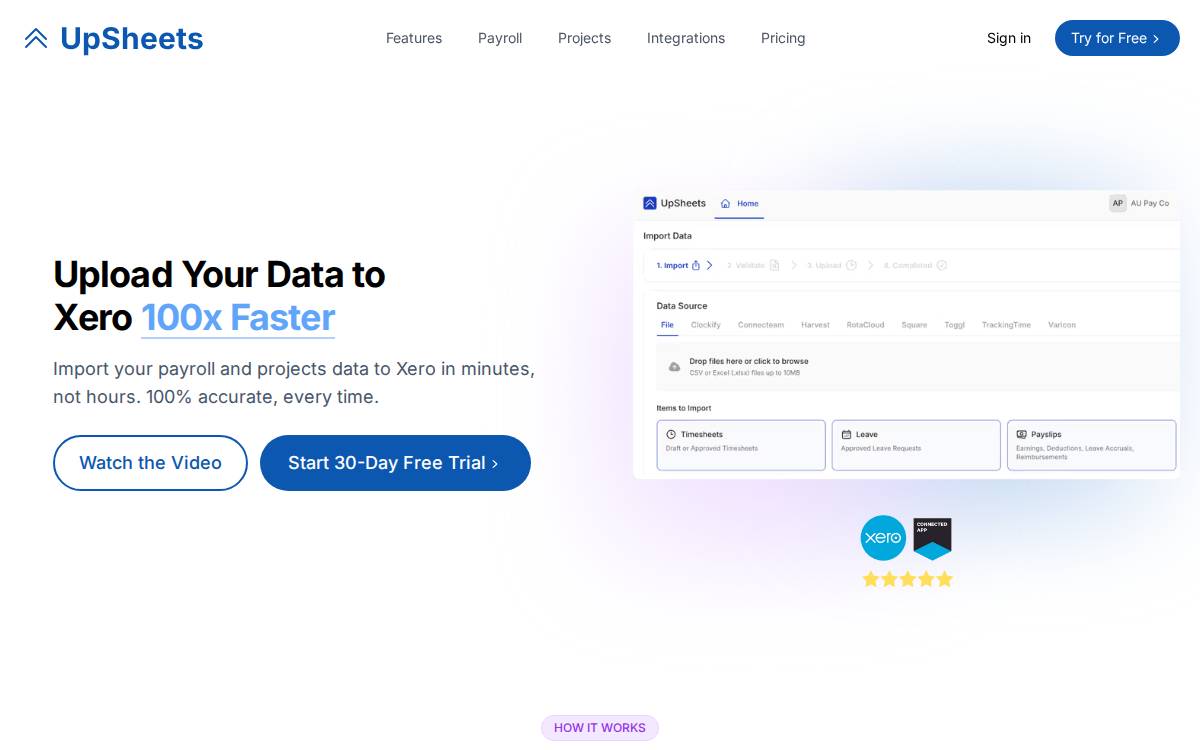 UpSheets website preview