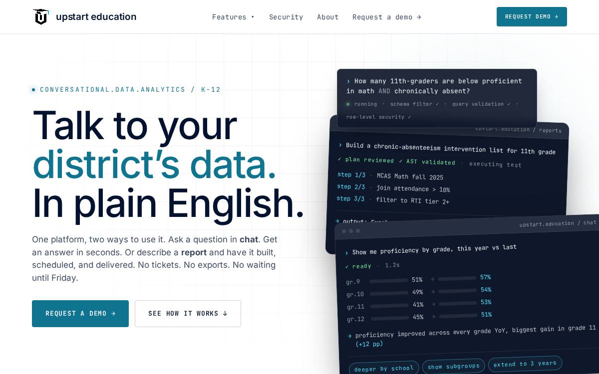 Upstart Education website preview