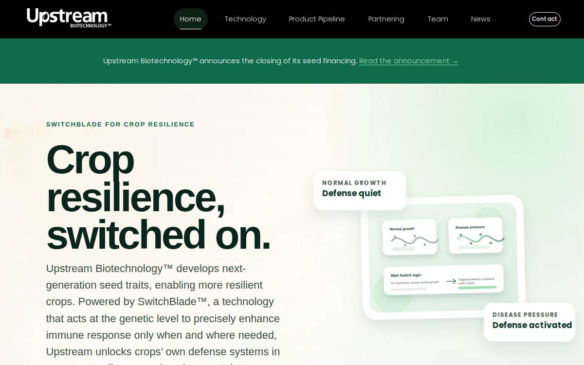 Upstreambiotech website preview