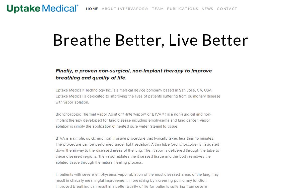 Uptake Medical website preview