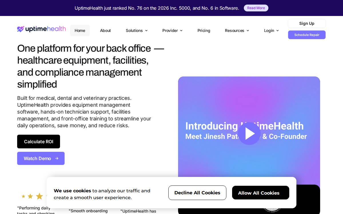 UptimeHealth website preview