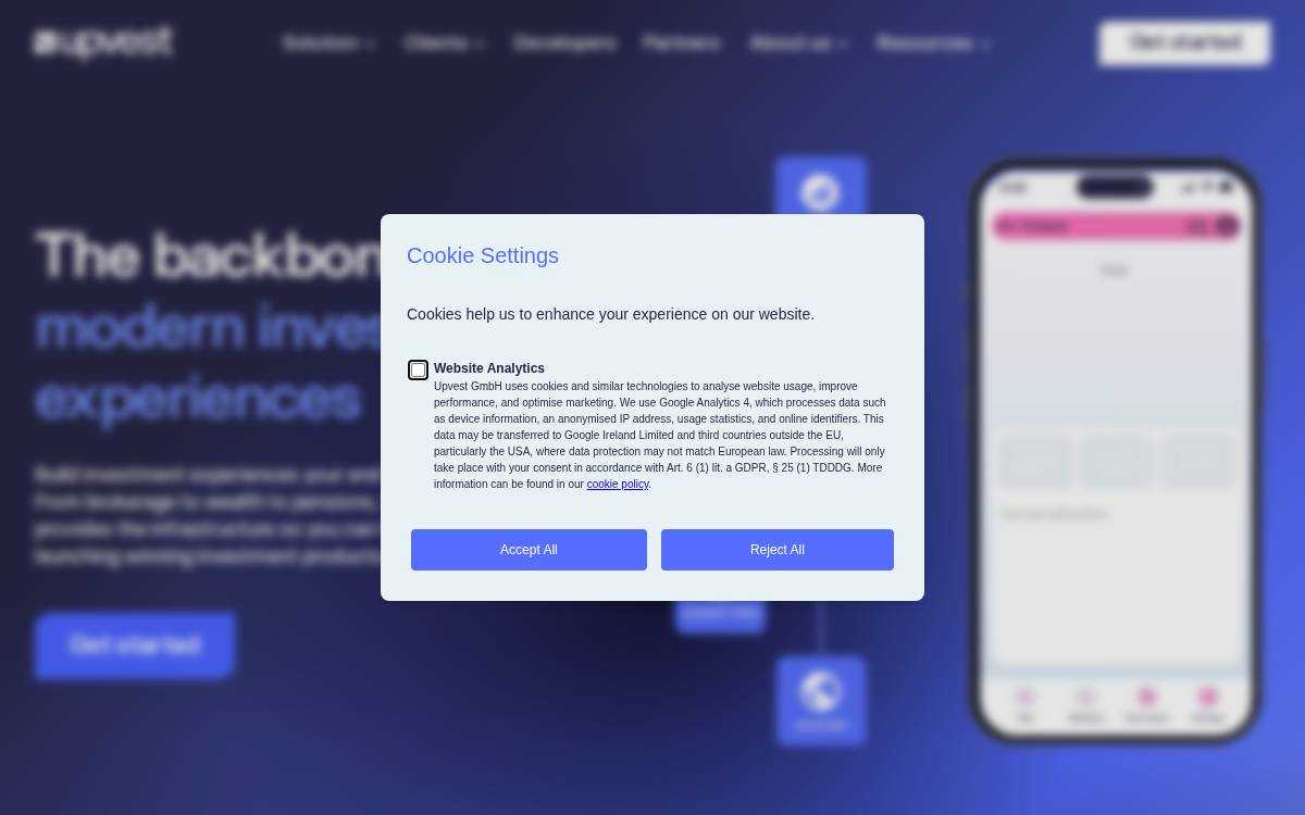 Upvest website preview