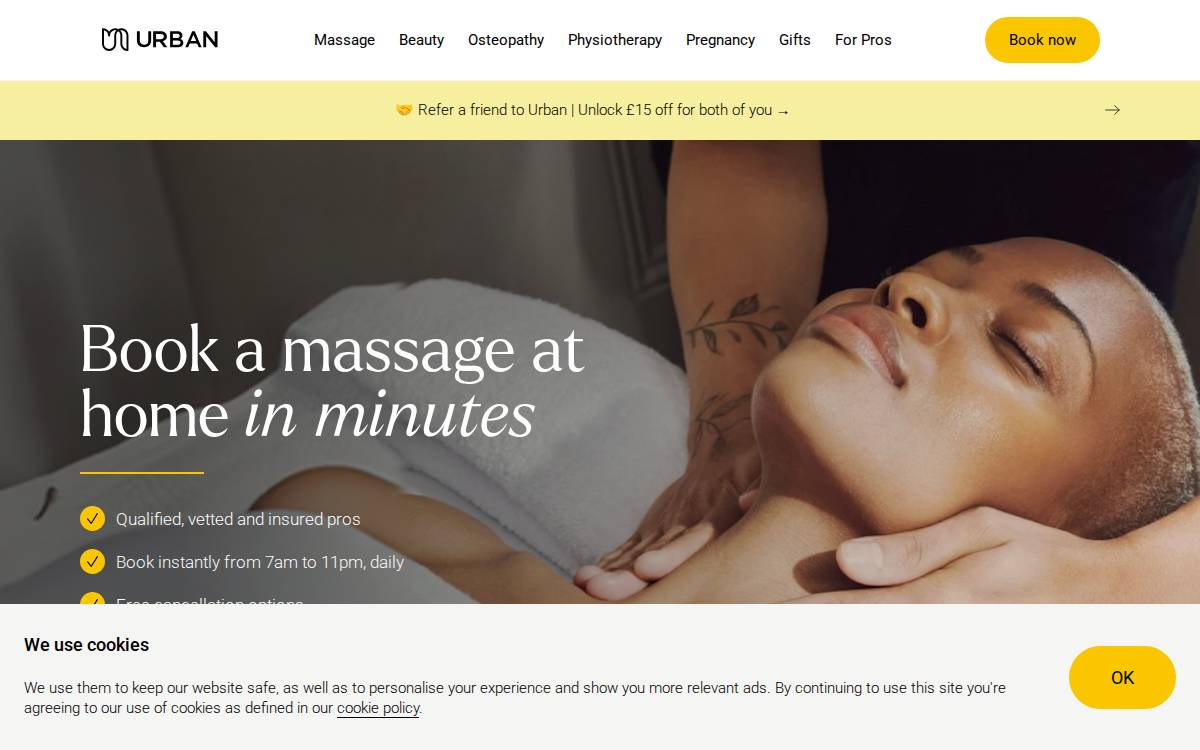 Urban Massage website preview
