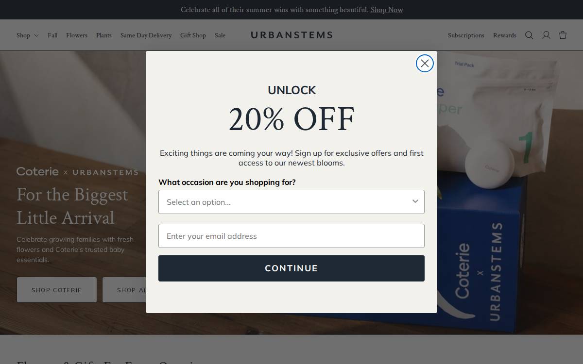 UrbanStems website preview