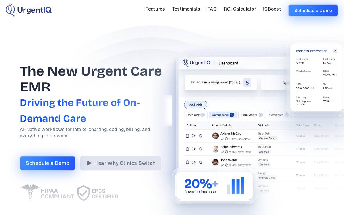 UrgentIQ website preview