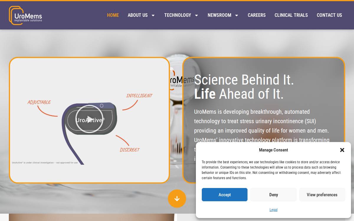 UroMems website preview