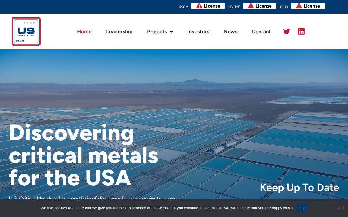 US Critical Metals website preview