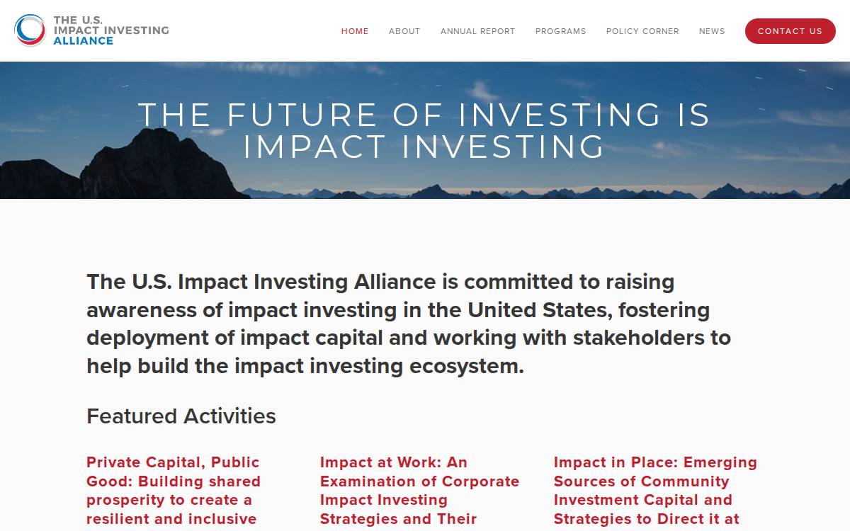 US Impact Investing Alliance website preview