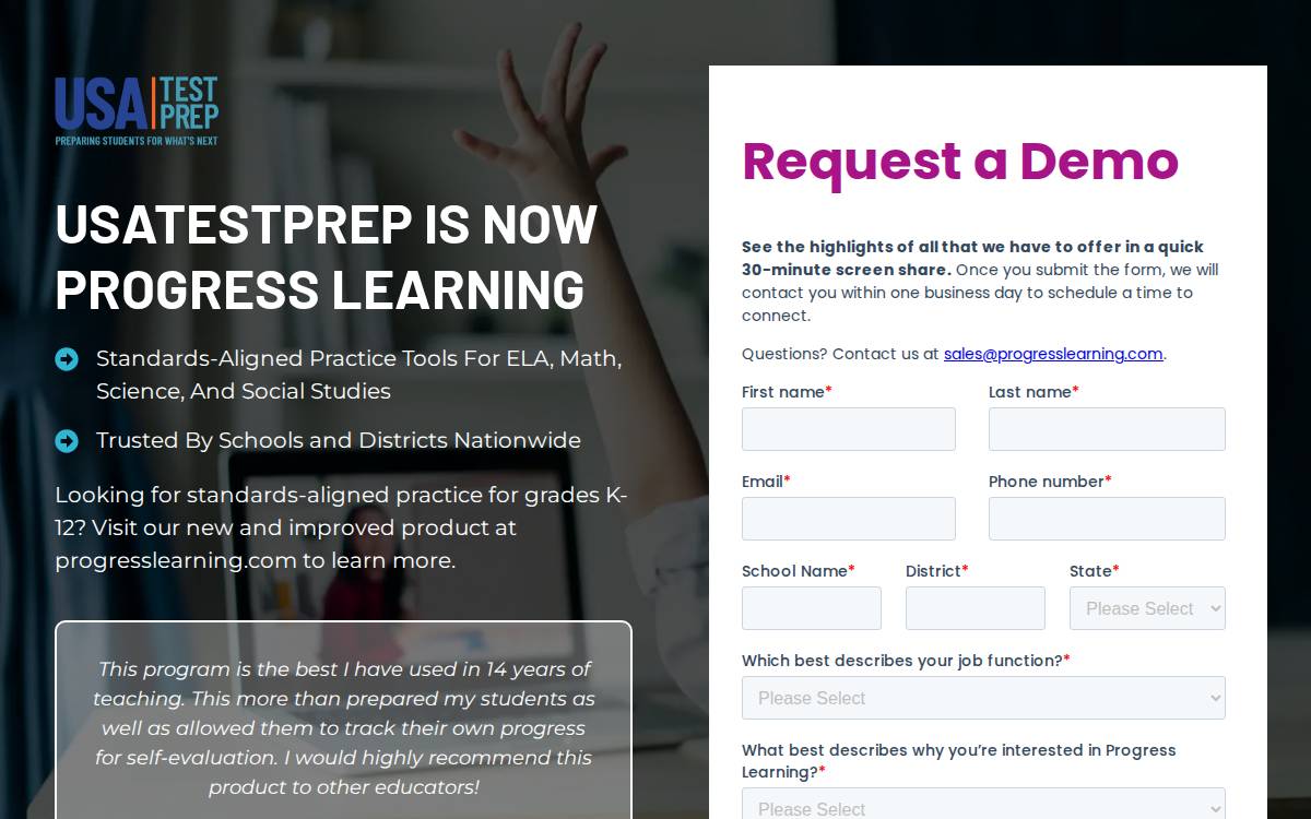 USATestprep website preview
