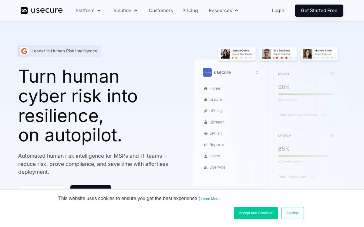 Usecure website preview