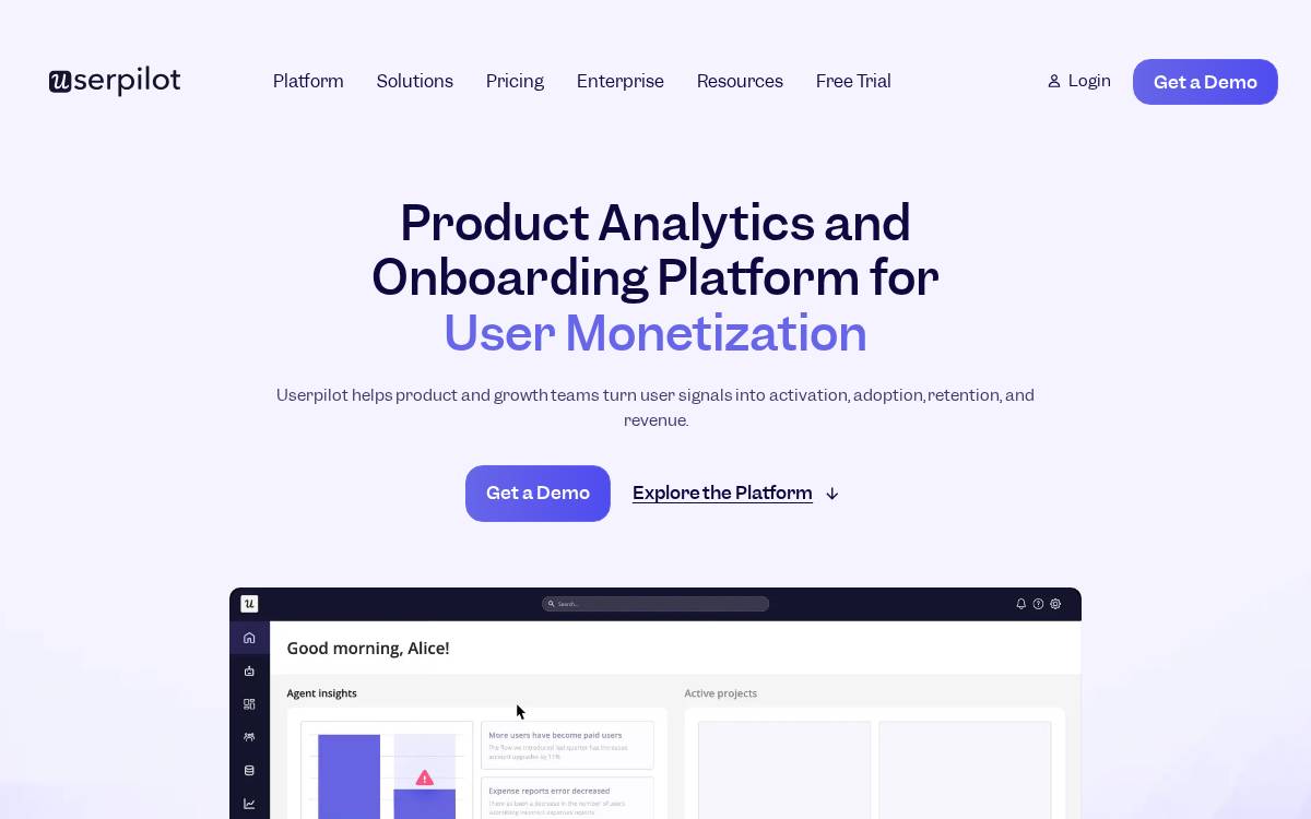Userpilot website preview