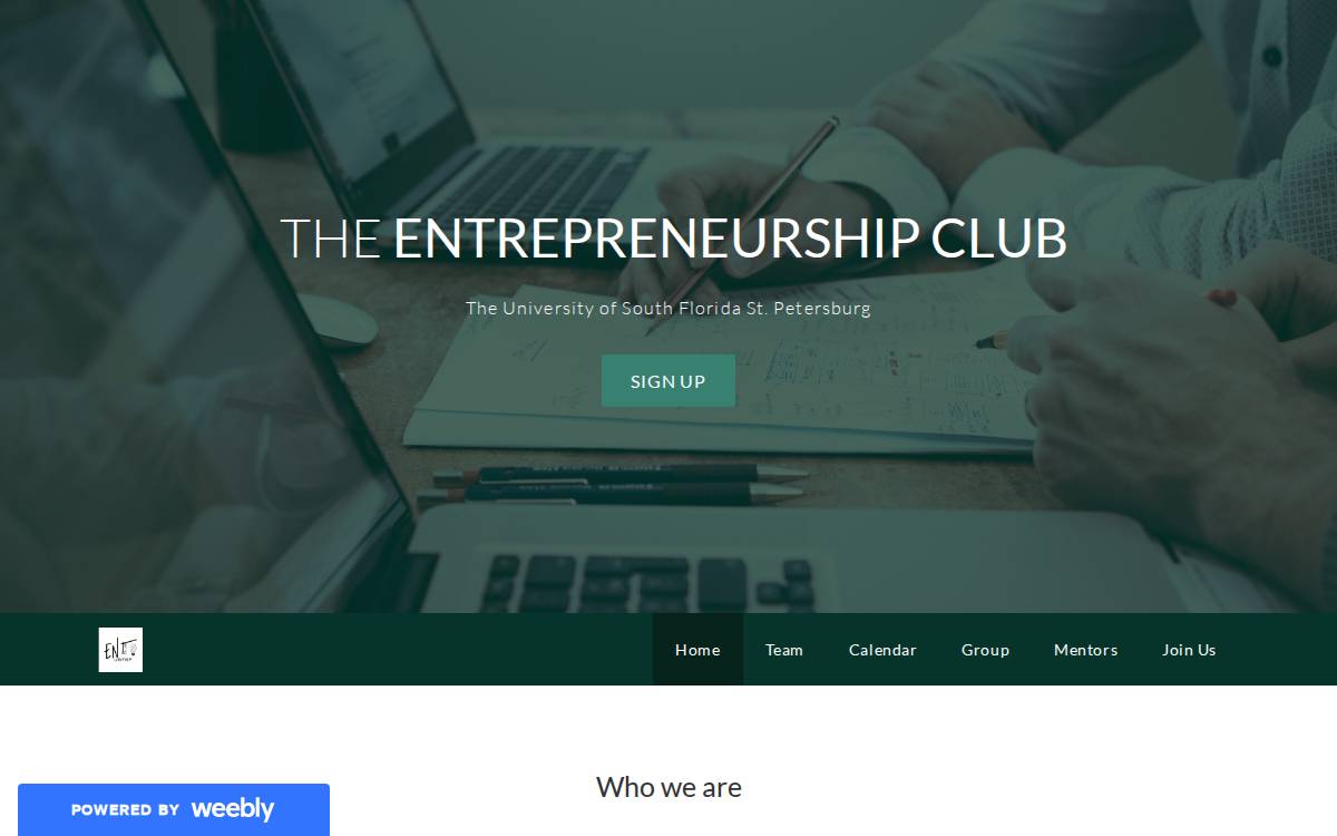 USFSP Entrepreneurship Club website preview