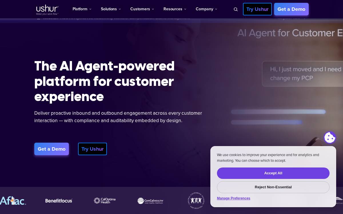 Ushur website preview