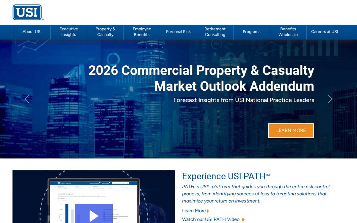 USI Insurance Services website preview