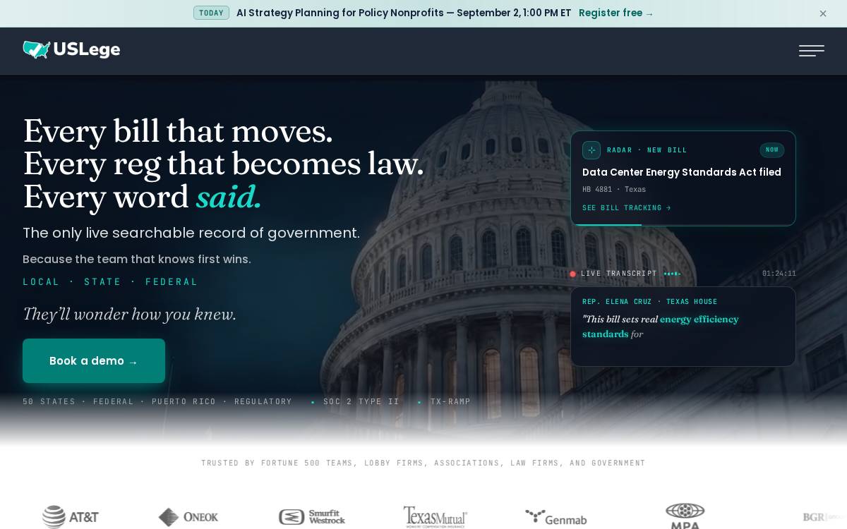 USLege website preview