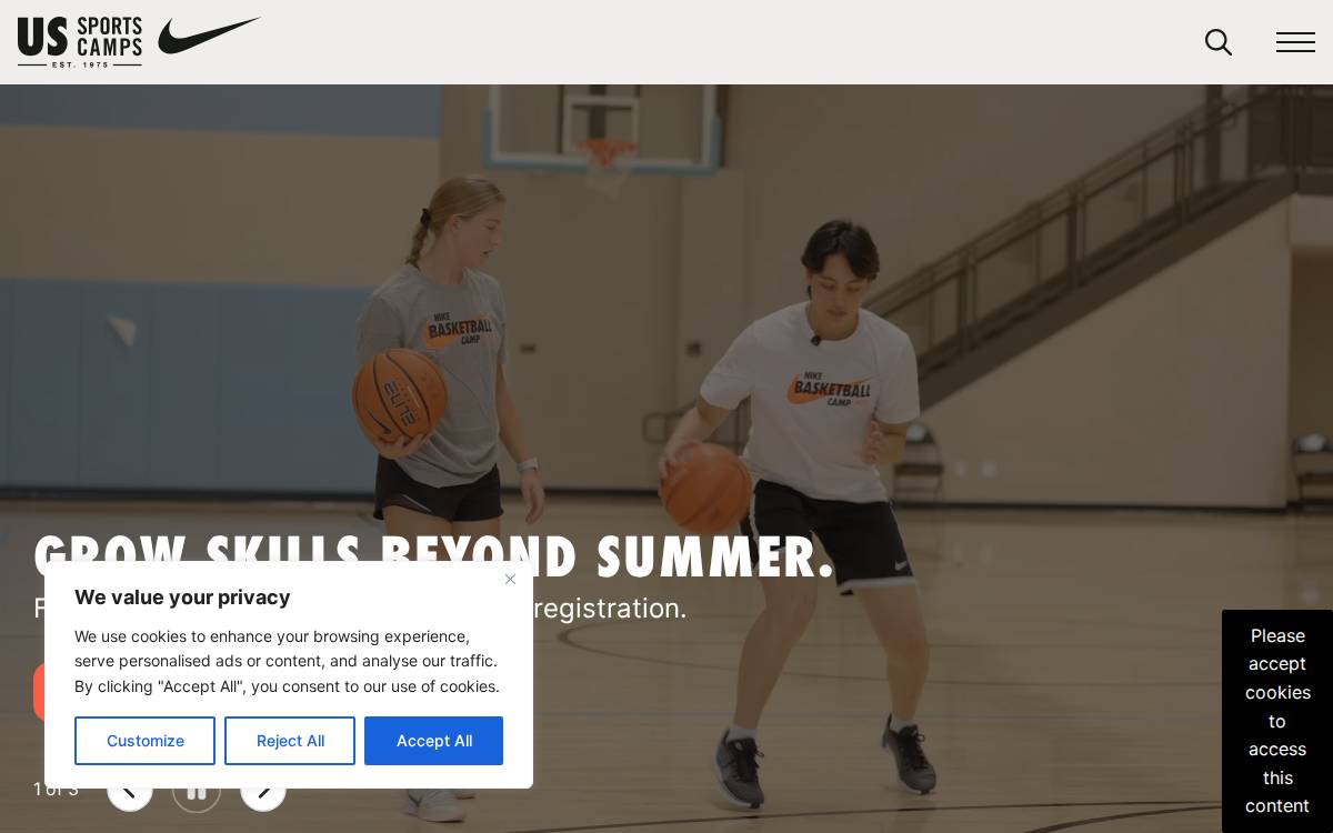 Ussportscamps website preview