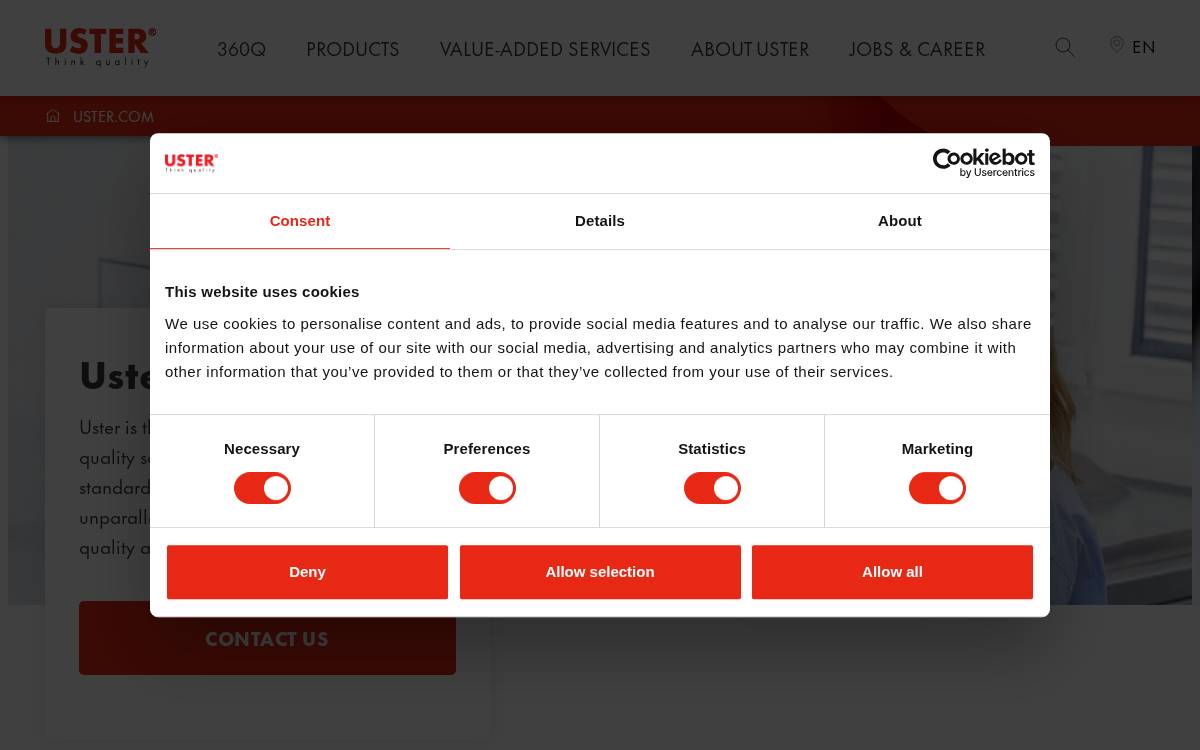 Uster Technologies AG website preview