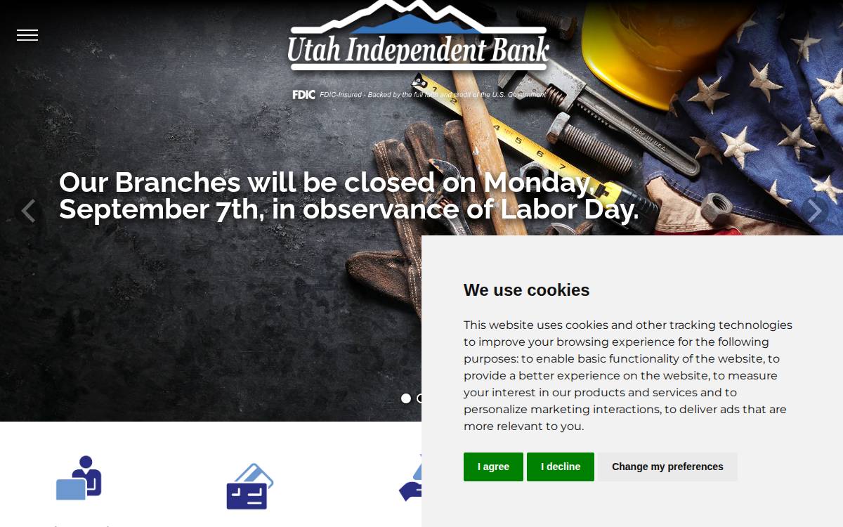 Utah Independent Bank website preview