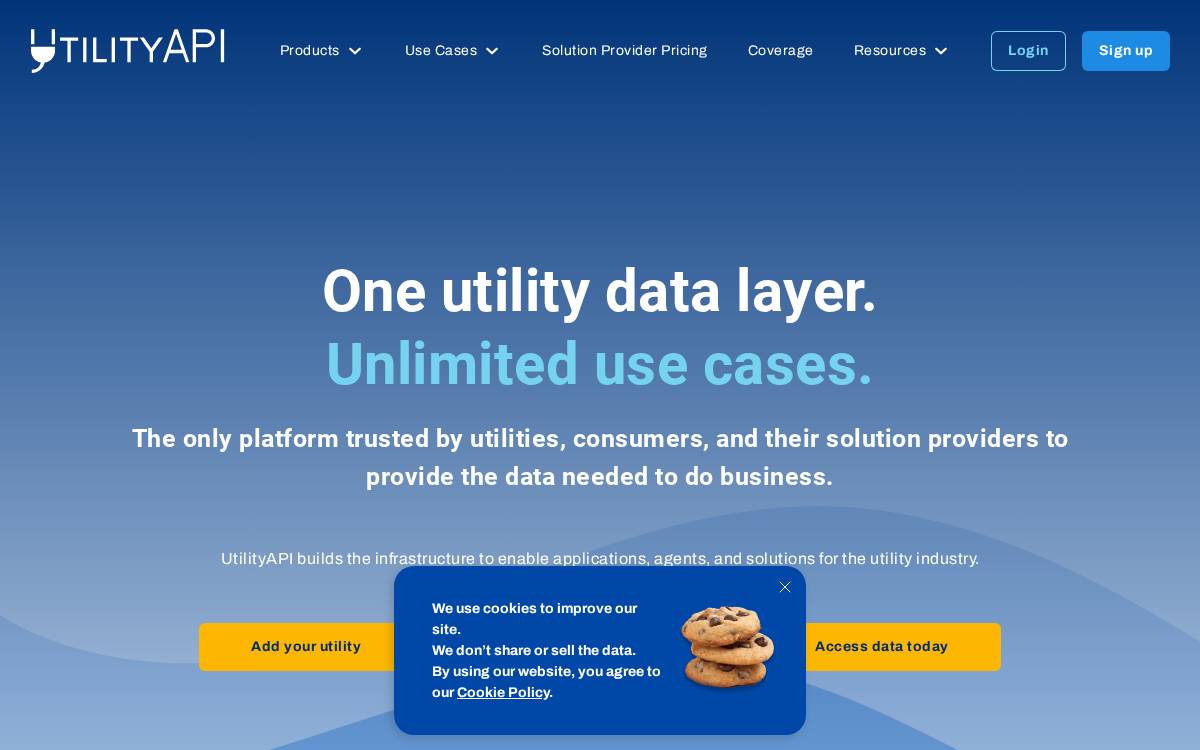Utility API website preview