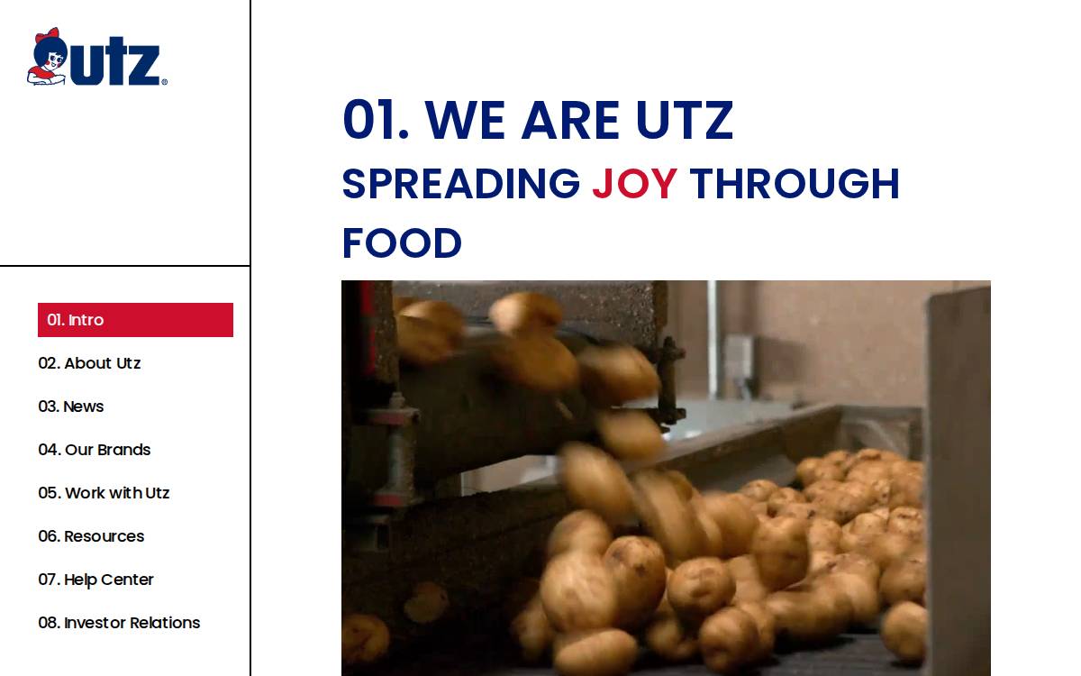 Utz Brands website preview
