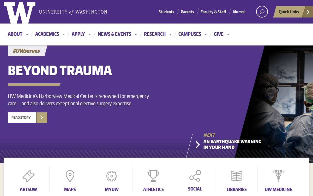 UW website preview