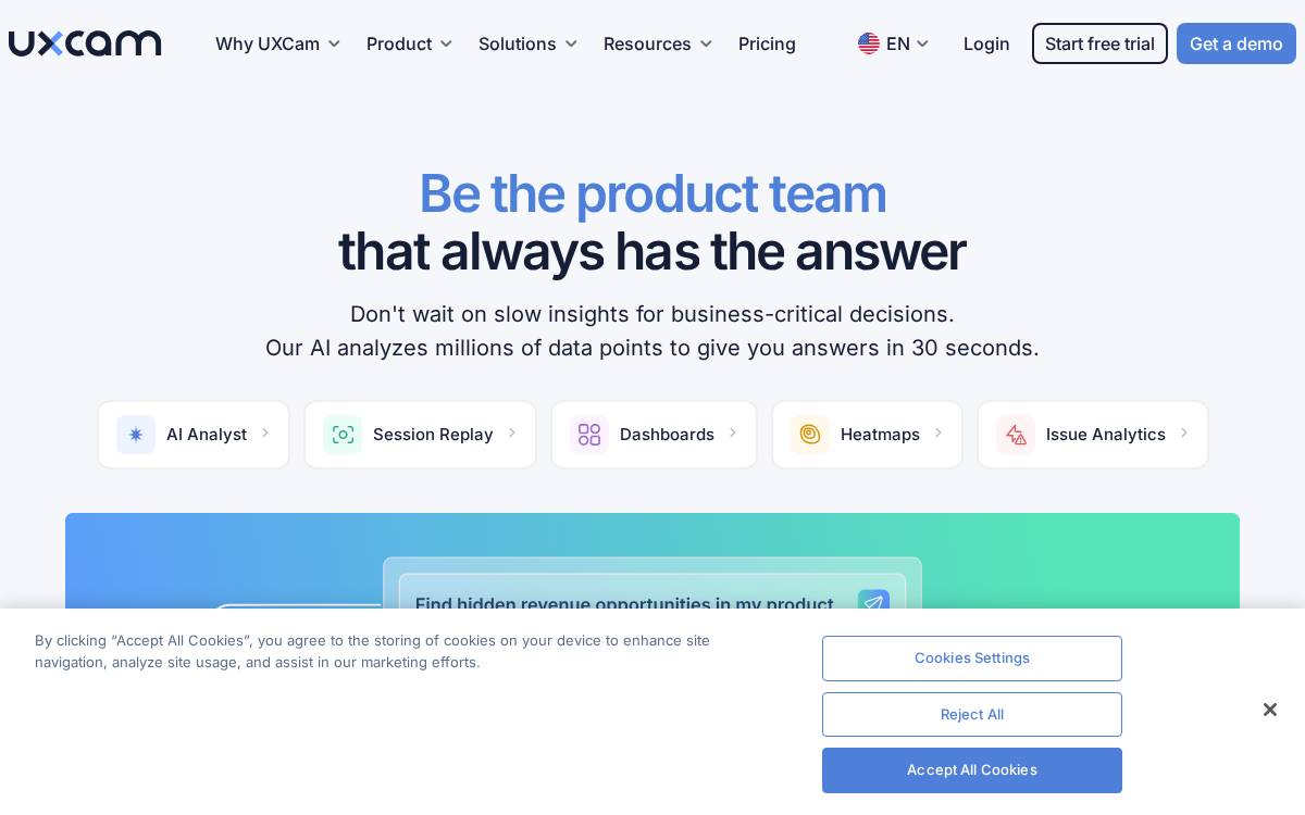 Uxcam website preview