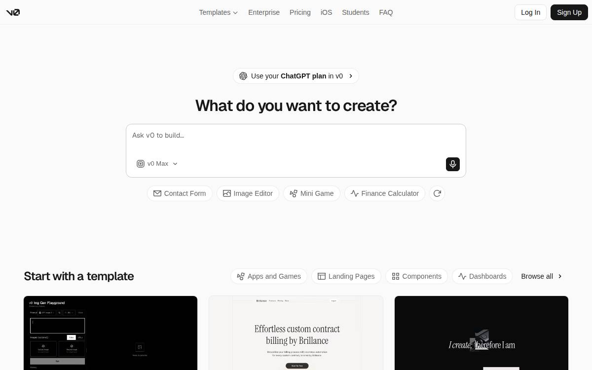 v0 website preview