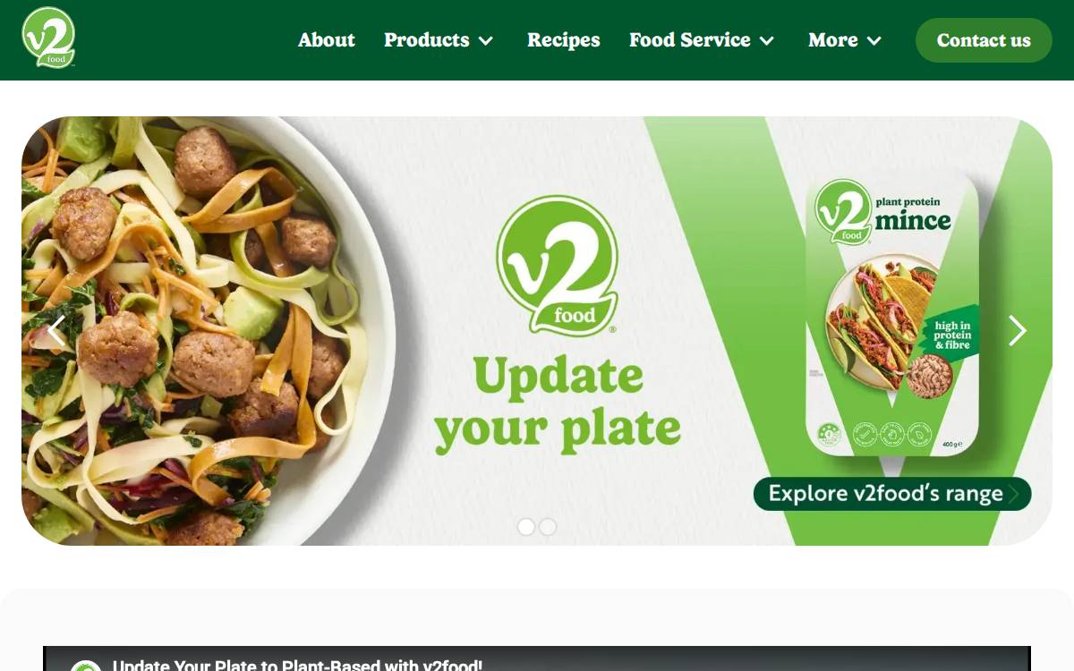V2 Food website preview